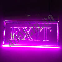 Акрилайт табличка "EXIT" рожевий | Світлодіодна табличка