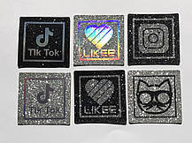 Нашивка Кіт в окулярах срібло 50х50 мм, фото 4