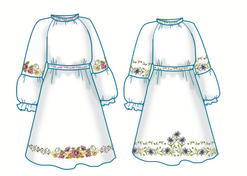 Схема для вишивки дитячого плаття з викрійкою.  Арт. F2607