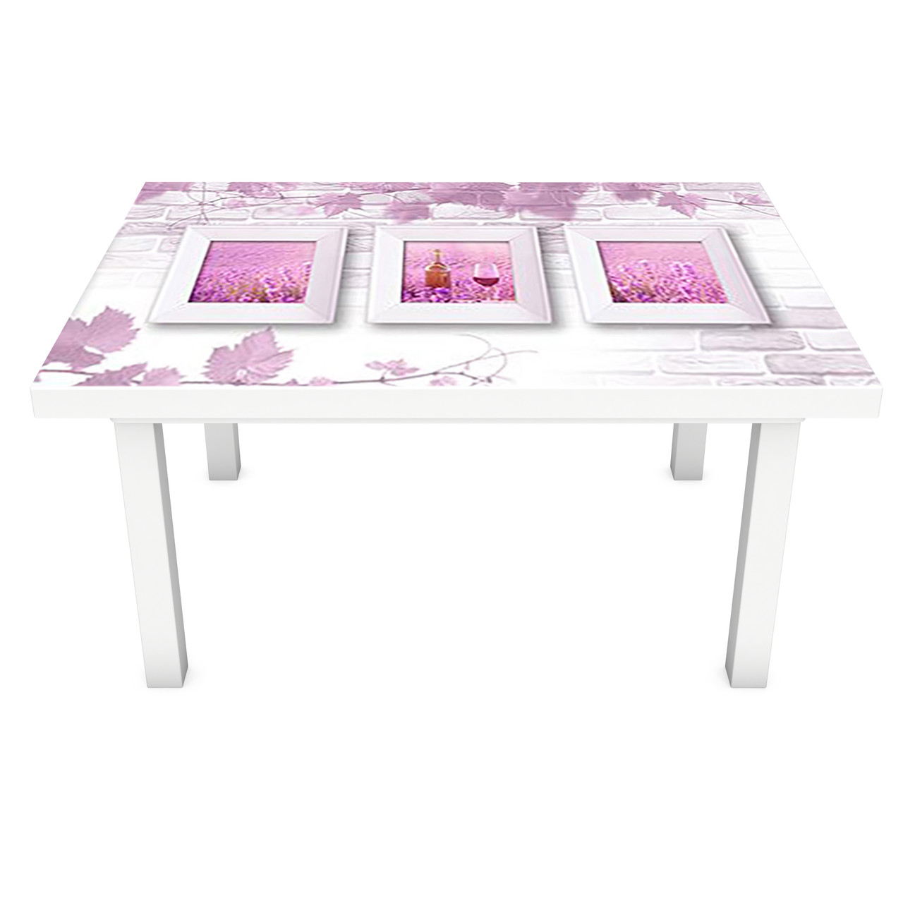 Вінілова 3Д наклейка на стіл Лаванда в картинах (ПВХ плівка самоклеюча) вино Текстура Рожевий 600*1200мм