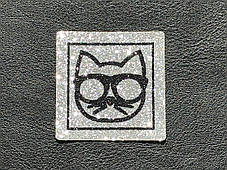 Нашивка Кіт в окулярах срібло 50х50 мм, фото 2