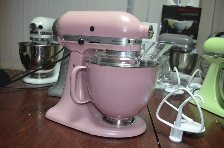 Планетарний міксер KitchenAid 5KSM150 ARTISAN, 4.83 л, рожевий + рожева чаша