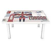 Вінілова 3Д наклейка на стіл Лондон Прапор (ПВХ плівка самоклеюча) символи Англії Абстракція Червоний