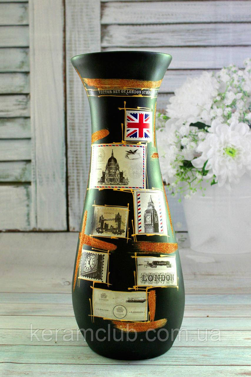 Підлогова ваза чорна Нью-Йорк h 60 см