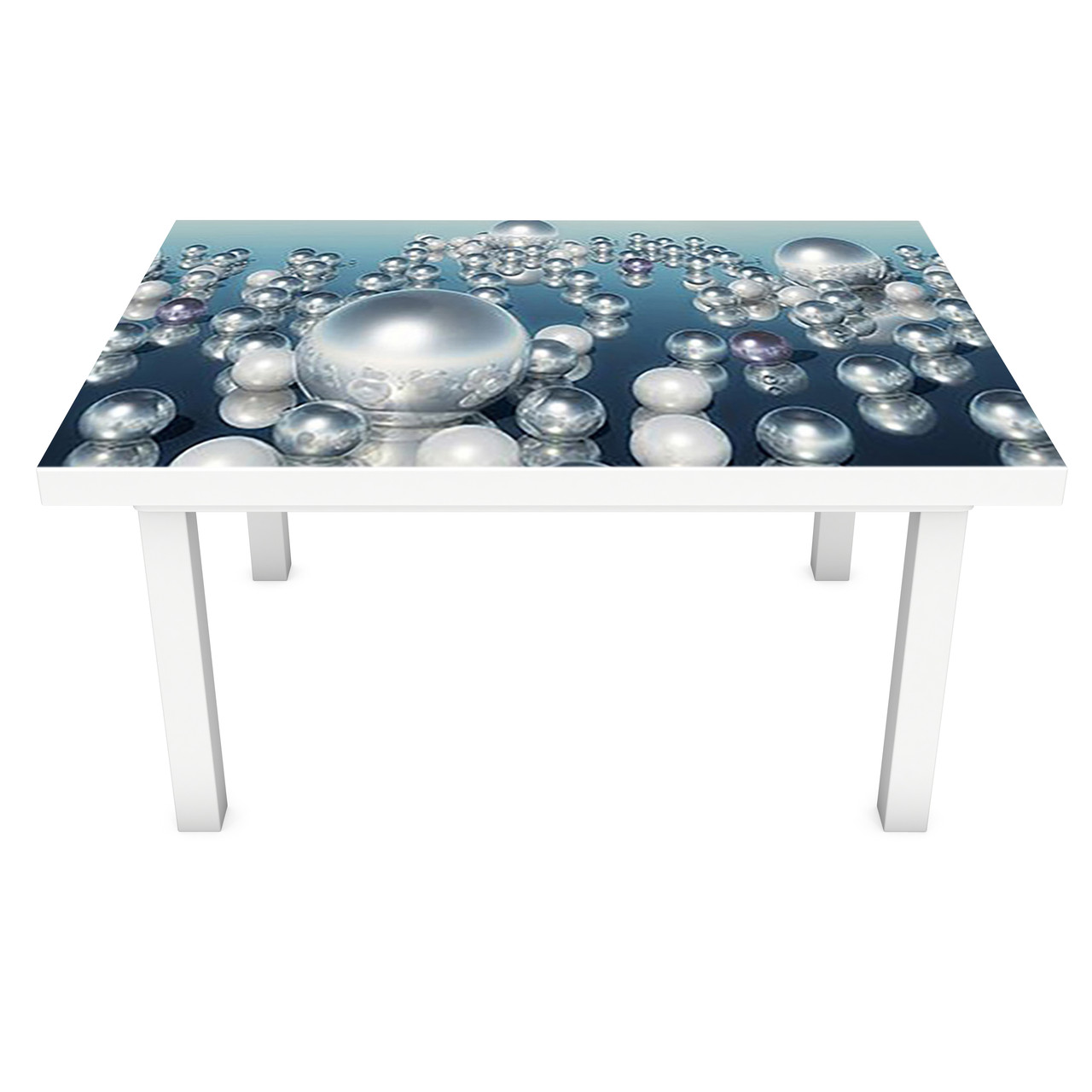 Вінілова 3Д наклейка на стіл Глянцевий Перли (ПВХ плівка самоклеюча) сфери кулі Текстура Синій 600*1200мм