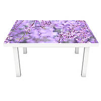 Виниловая 3Д наклейка на стол Цветущие ветви дерева (ПВХ пленка самоклеющаяся) Цветы Фиолетовый 600*1200 мм