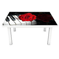 Виниловая 3Д наклейка на стол Бархатная Роза (ПВХ пленка самоклеющаяся) бутон Цветы Черный 600*1200 мм
