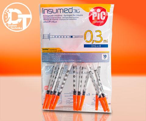 Шприци інсулінові Інсумед ( INSUMED 0,3 мл U-100 31G/8 мм) -10 шт.