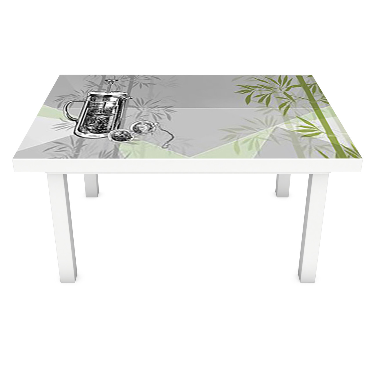 Вінілова 3Д наклейка на стіл Бамбук Геометрія (ПВХ плівка самоклеюча) рослини Абстракція Сірий 600*1200мм, фото 1