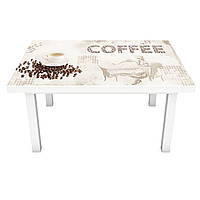 Виниловая 3Д наклейка на стол Кофе и бабочки (ПВХ пленка самоклеющаяся) абстракция Напитки Бежевый 600*1200 мм