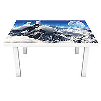 Виниловая 3Д наклейка на стол Выше Облаков (ПВХ пленка самоклеющаяся) луна горы небо Природа Голубой 600*1200