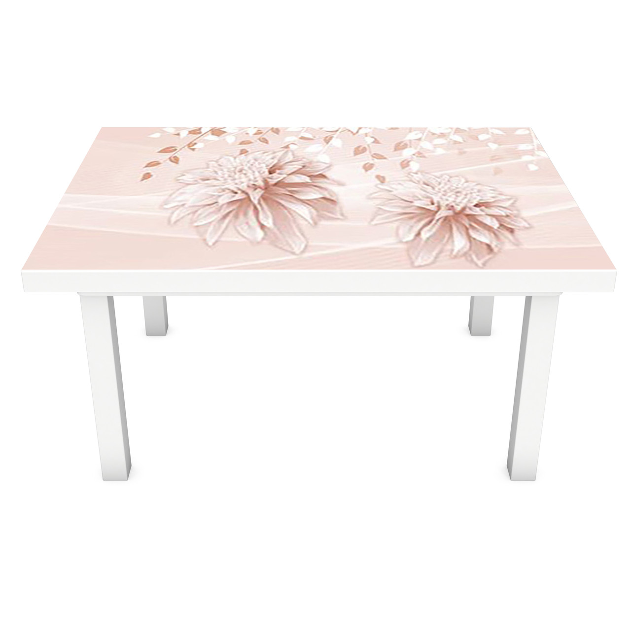 Вінілова 3Д наклейка на стіл Рожеві Жоржини (ПВХ плівка самоклеюча) абстракція Квіти 600*1200мм