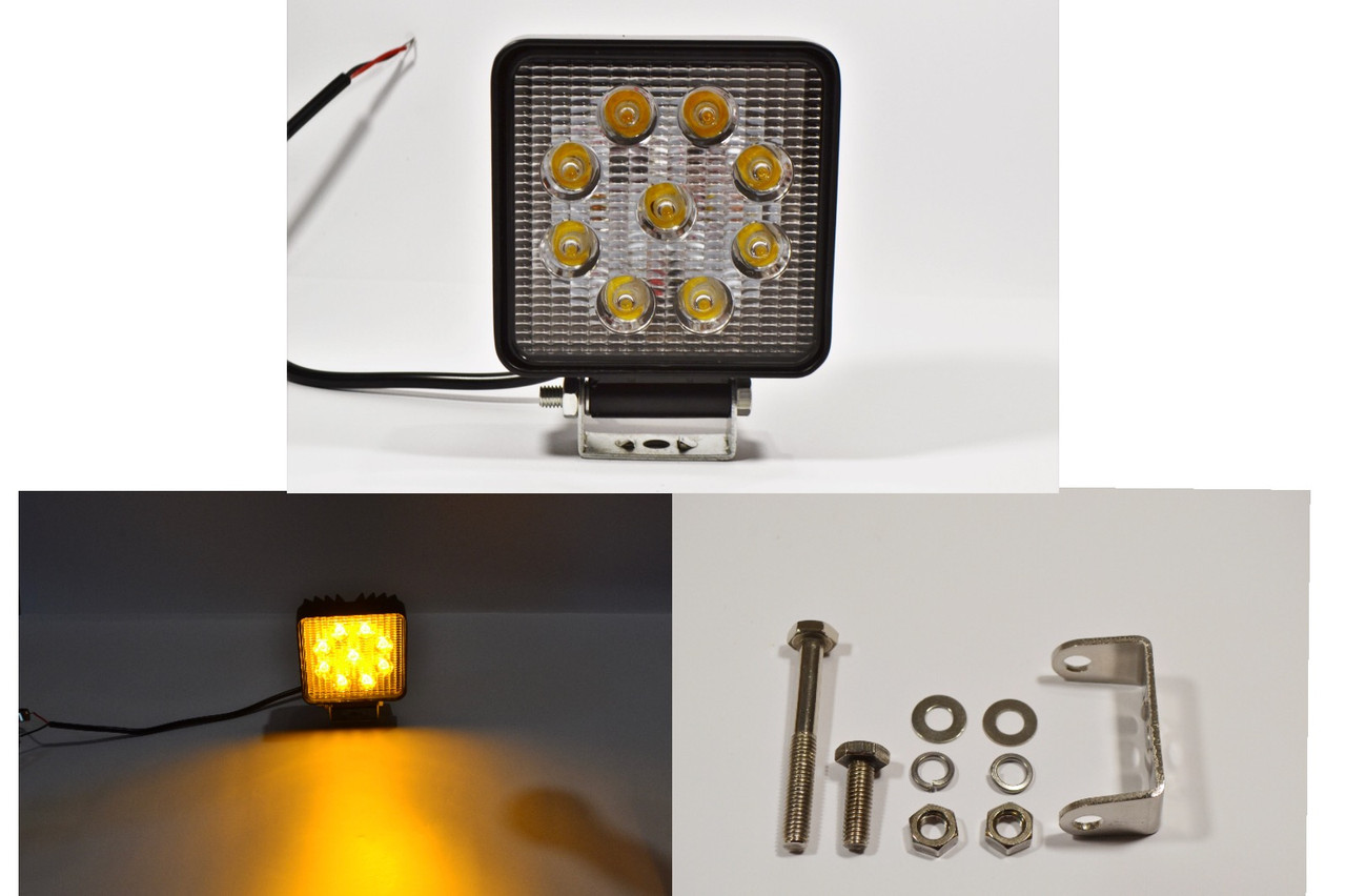 Світлодіодна LED фара протитуманна 36Вт,(4Вт*9ламп) Широкий промінь (Жовте світло), фото 1