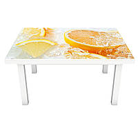 Вінілова 3Д наклейка на стіл Апельсини в льоду (ПВХ плівка самоклеюча) цитруси Фрукти Помаранчевий 600*1200мм