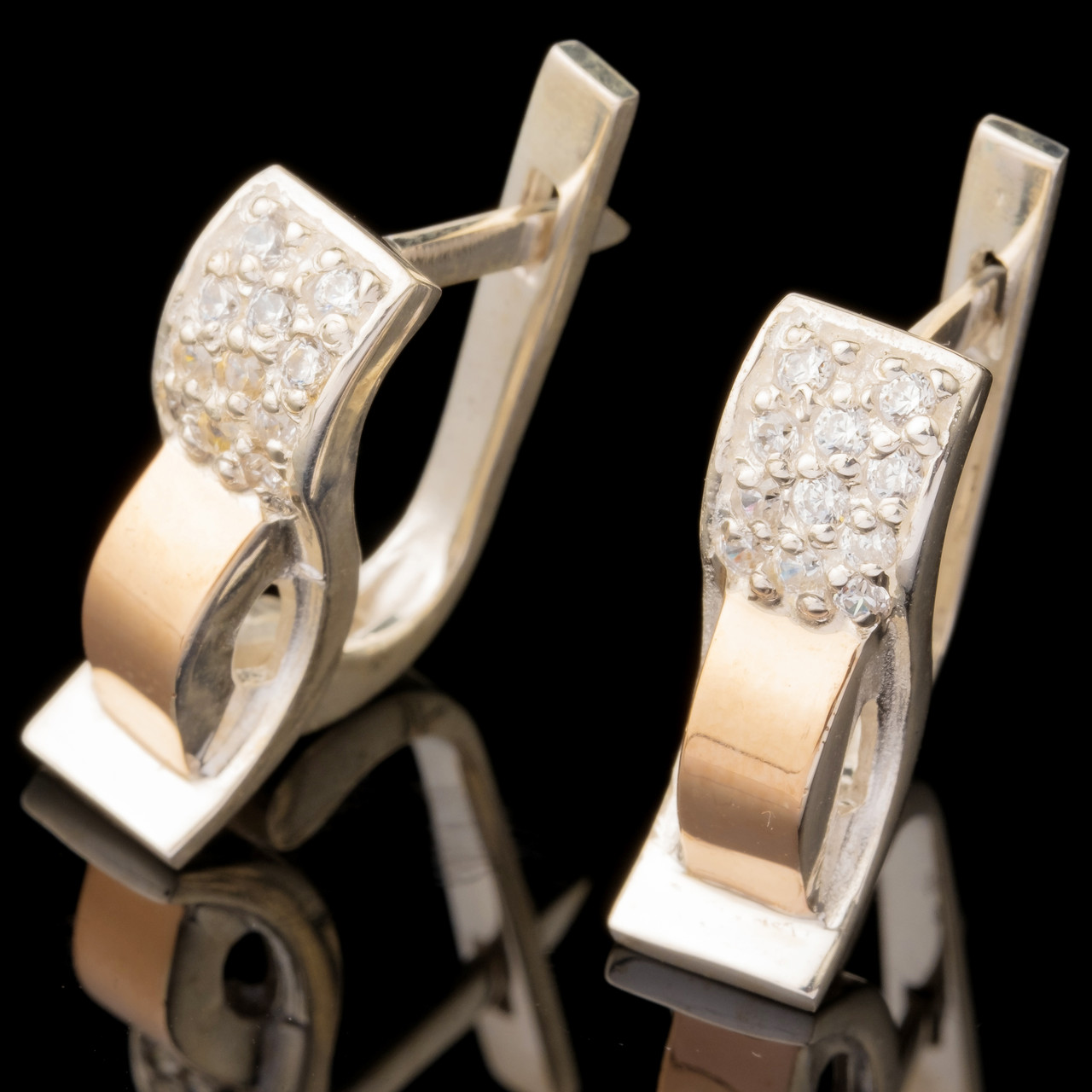 Серебряные серьги 925 пробы с золотом арт. 576с