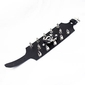 Браслет шкіряний BKB-111 череп і шипи, фото 3