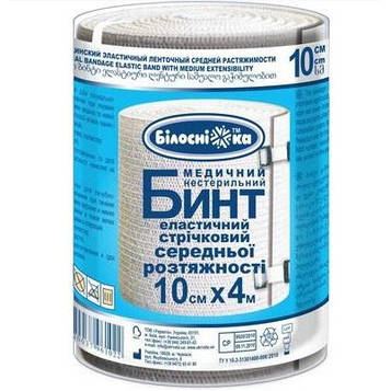 Бинт еластичний 10 см х 4,0 м середньої розтяжності ТМ Білосніжка