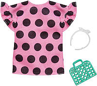 Одежда для кукол Барби Barbie Pink Poka Dot Shirt Dress Fashion Pack FXJ13