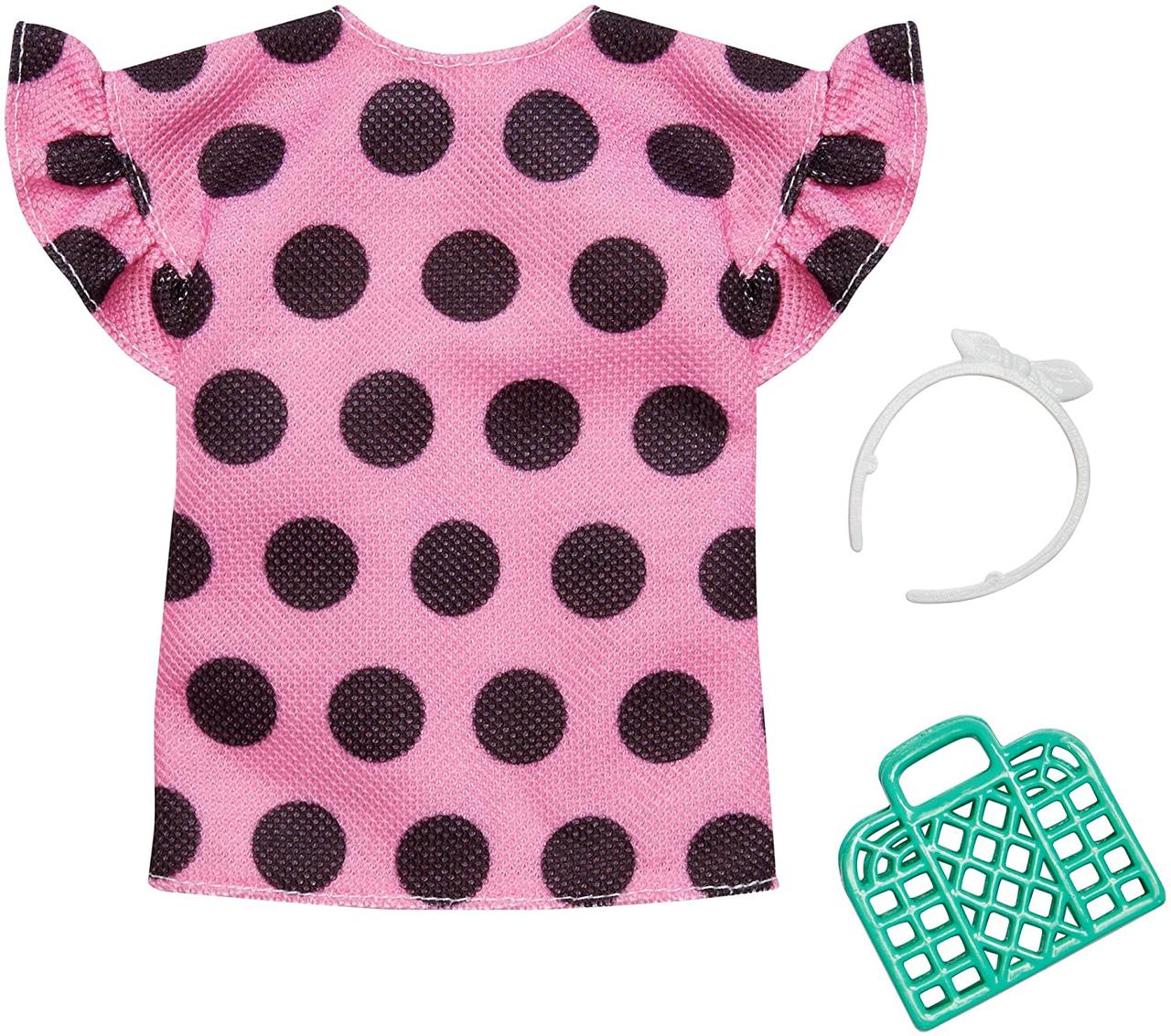 Одяг для Барбі Barbie Pink Poka Dot Shirt Dress Fashion Pack FXJ13