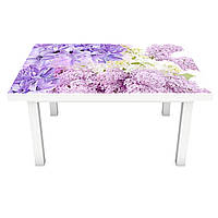 Вінілова 3Д наклейка на стіл Ніжна Бузок (ПВХ плівка самоклеюча) листя Квіти Фіолетовий 600*1200мм