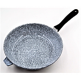Сковорода литая WOK с антипригарным гранитным покрытием и крышкой Benson BN-521 (28*7см), фото 4