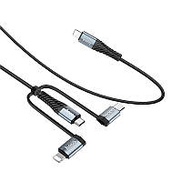 Кабель USB Hoco X38 Cool 4-in-1 Double Lightning + Micro + USB Type-C Cable Black