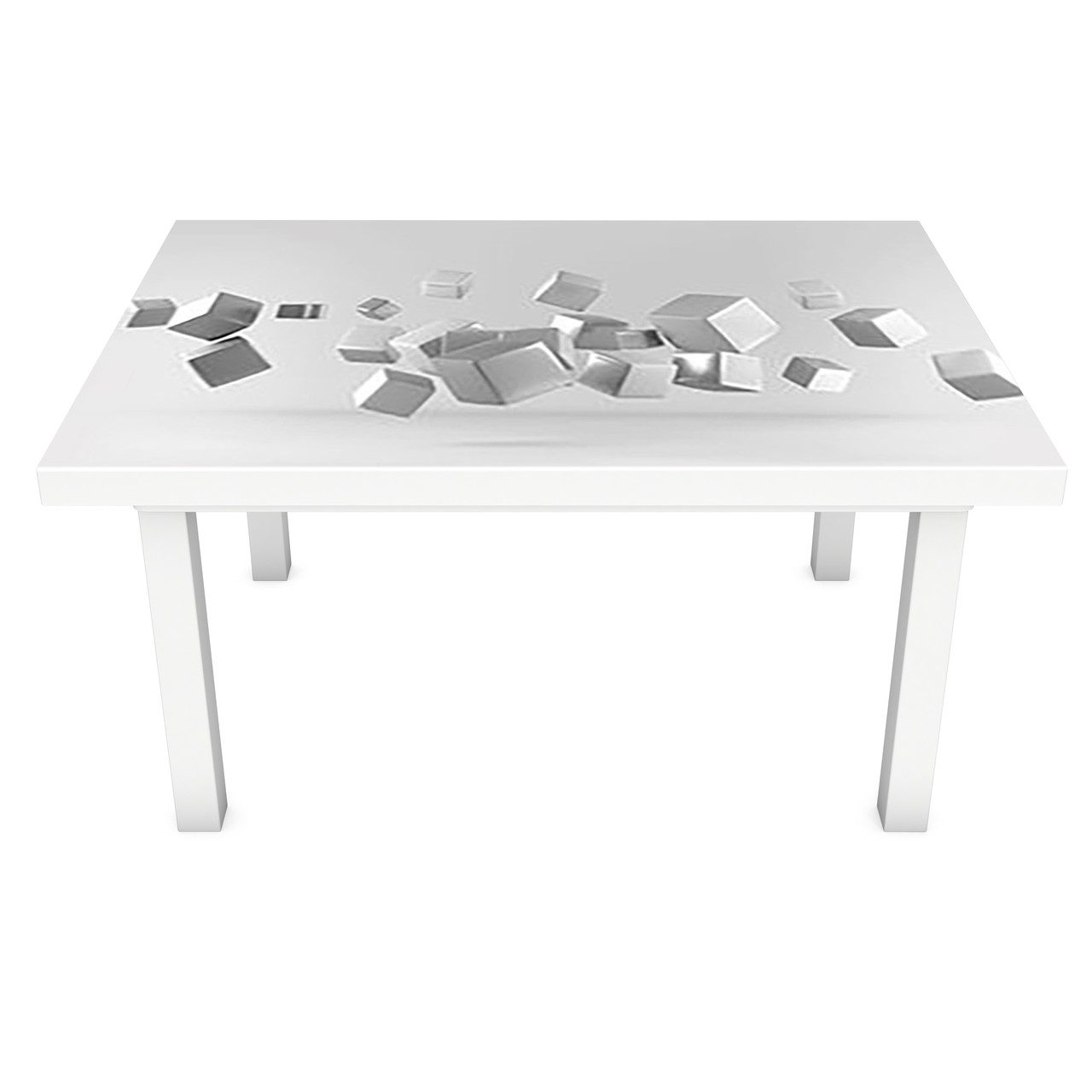 Вінілова 3Д наклейка на стіл Срібні Куби (ПВХ плівка самоклеюча) геометрія Текстура Сірий 600*1200мм