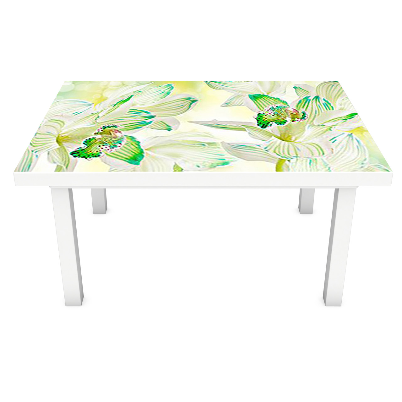 Вінілова 3Д наклейка на стіл Незвичайні Орхідеї (ПВХ плівка самоклеюча) Квіти Зелений 600*1200мм