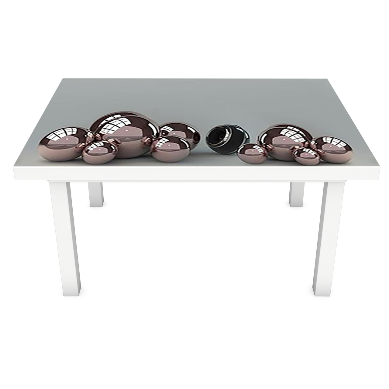 Вінілова 3Д наклейка на стіл Сталеві сфери (ПВХ плівка самоклеюча) кулі Текстура Сірий 600*1200мм, фото 1