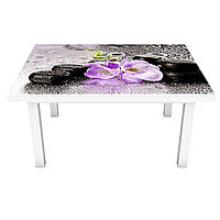 Виниловая 3Д наклейка на стол Мокрые камни (ПВХ пленка самоклеющаяся) 3Д цветы Текстура Серый 600*1200 мм