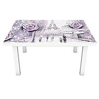 Вінілова 3Д наклейка на стіл 3Д Троянди (ПВХ плівка самоклеюча) квіти Абстракція Фіолетовий 600*1200мм