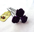 Шпильки для волосся з квітами ручної роботи "Трояндочки Фіолетові", фото 2