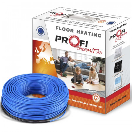 Двожильний нагрівальний кабель для теплої підлоги 3,1 -4м.кв (530Вт) Profi therm EKO 16.5Вт/м