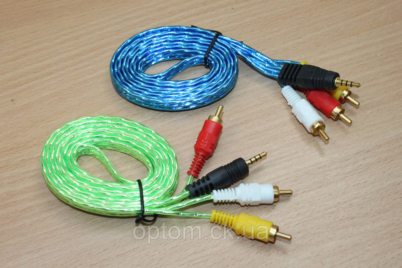 Відео-Аудіо кабель 3RCA-3.5 mm 1.5 m Silicon