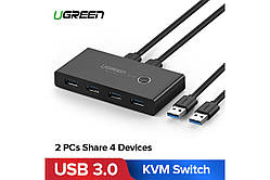 USB хаб світч комутатор KVM для 2 комп'ютерів Ugreen USB 3.0