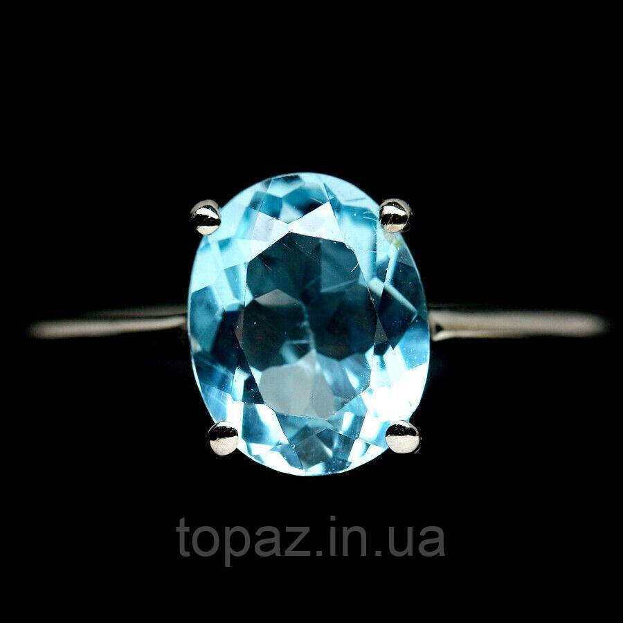 Каблучка срібна 925 натуральний блакитний топаз (SKY BLUE). Р-18