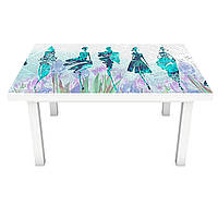 Вінілова 3Д наклейка на стіл Мода 02 (ПВХ плівка самоклеюча) силуети фешн Люди Блакитний 600*1200мм