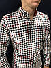 Чоловіча сорочка вільного крою довгий рукав, бордова клітинка, фото 3
