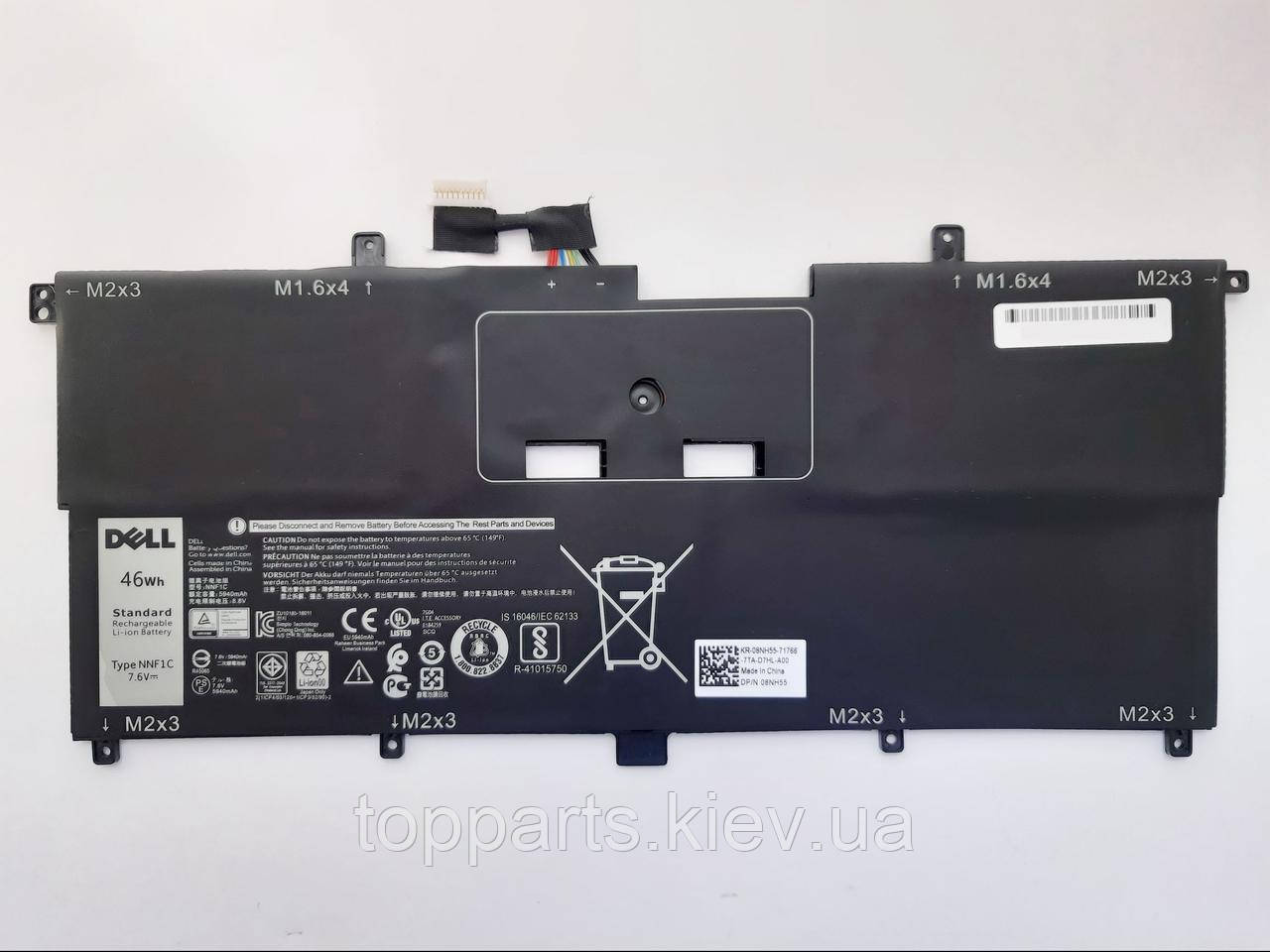Батарея для ноутбука Dell XPS 13-9365 NNF1C 46Wh (5940mAh), 4cell, 7.6 V, Li-ion, чорний, ОРИГІНАЛЬНА