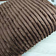 Велюрове покривало смужки євро розмір 220*230 см коричневого кольору, фото 4