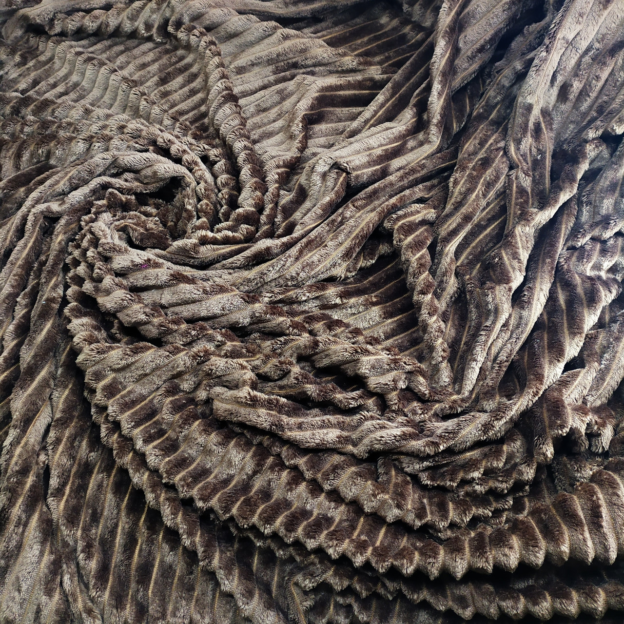 Велюрове покривало смужки євро розмір 220*230 см коричневого кольору, фото 1