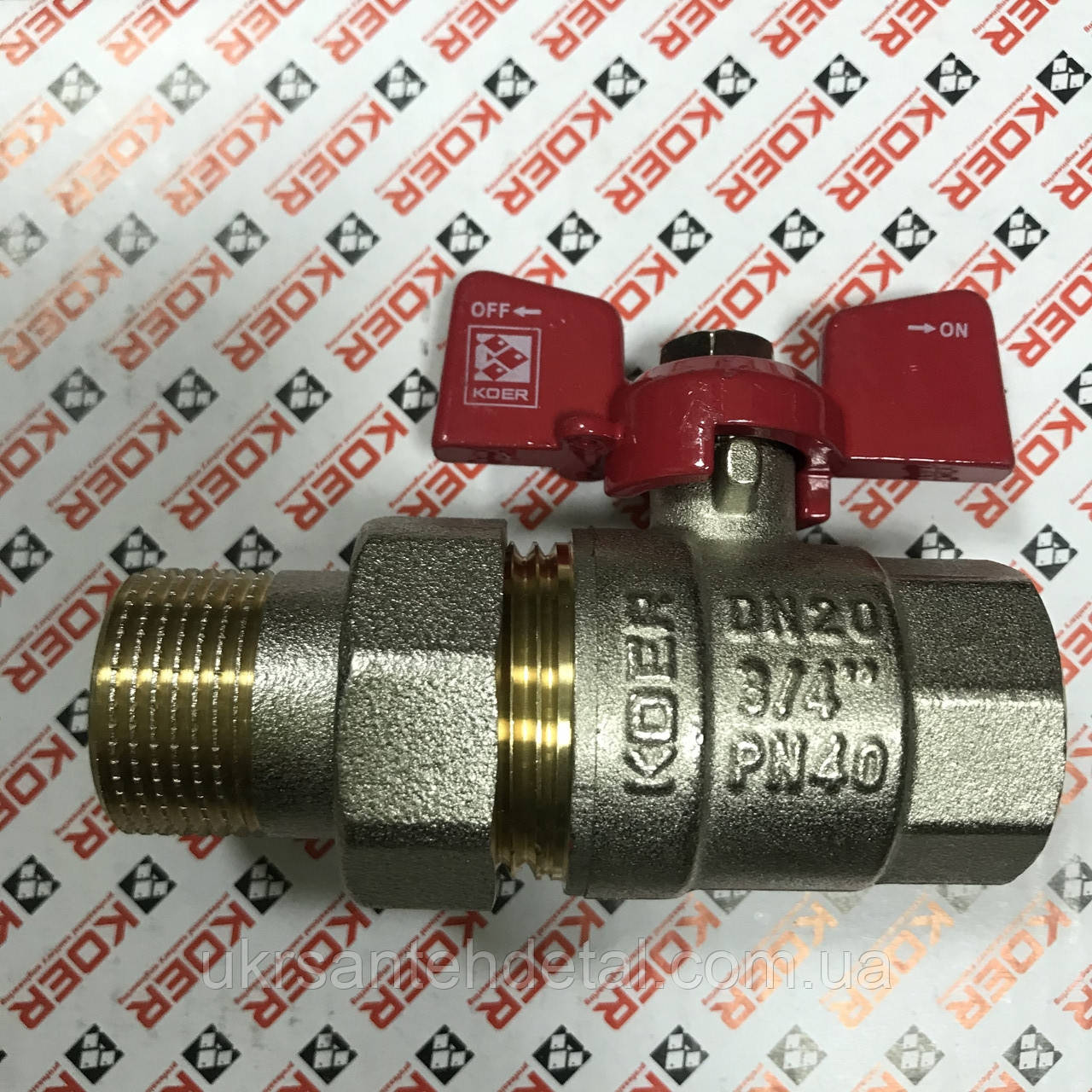 Кран кульовий з американкою 3/4" PN40 Ду 20 Koer (Чехія)
