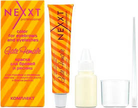 Набір фарба для брів і вій Коричневий Nexxt Professional Color Cream 20ml/10ml/1шт/1шт