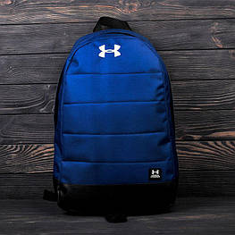 Стильний рюкзак Under Armour, андер темно-синього кольору зі вставками шкірозамінника чорного кольору.