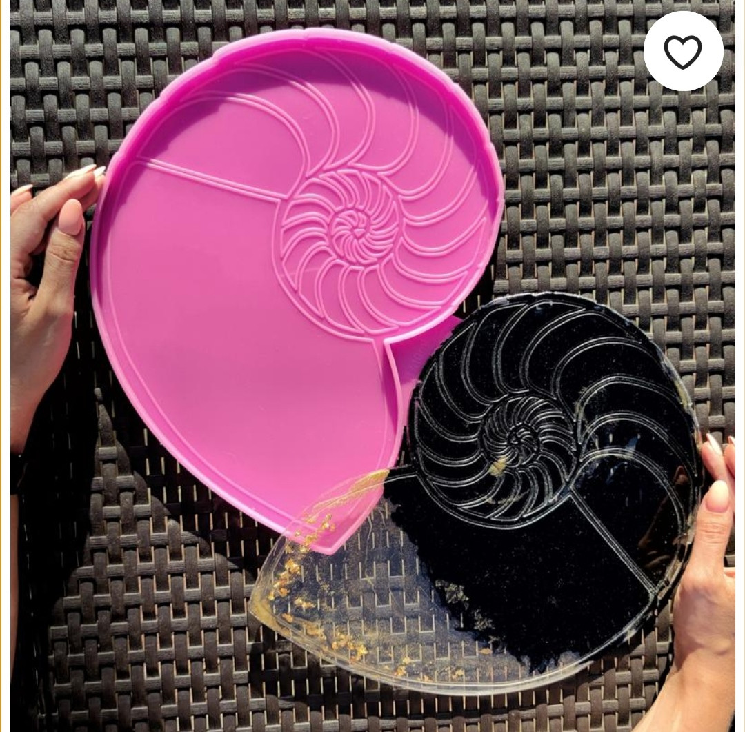 Молд великий "Раковина Наутілус" м.219 з гравіюванням для заливки смоли в техніках ResinArt, Geode