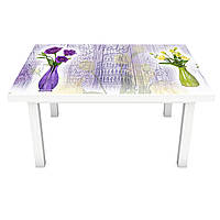 Вінілова 3Д наклейка на стіл Потерте дерево (ПВХ) квіти дошки Текстура Фіолетовий 600*1200мм