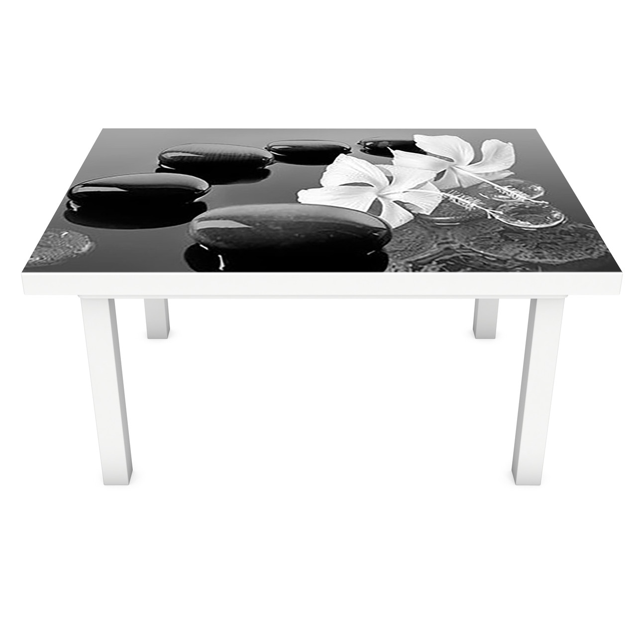 Вінілова 3Д наклейка на стіл Глянцеві Камені (ПВХ плівка самоклеюча) краплі квіти Текстура Сірий 600*1200мм