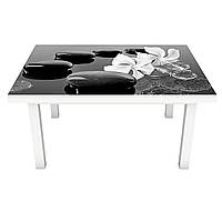 Вінілова 3Д наклейка на стіл Глянцеві Камені (ПВХ плівка самоклеюча) краплі квіти Текстура Сірий 600*1200мм