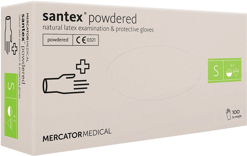 Рукавички латексні опудрені SANTEX POWDERED розмір S