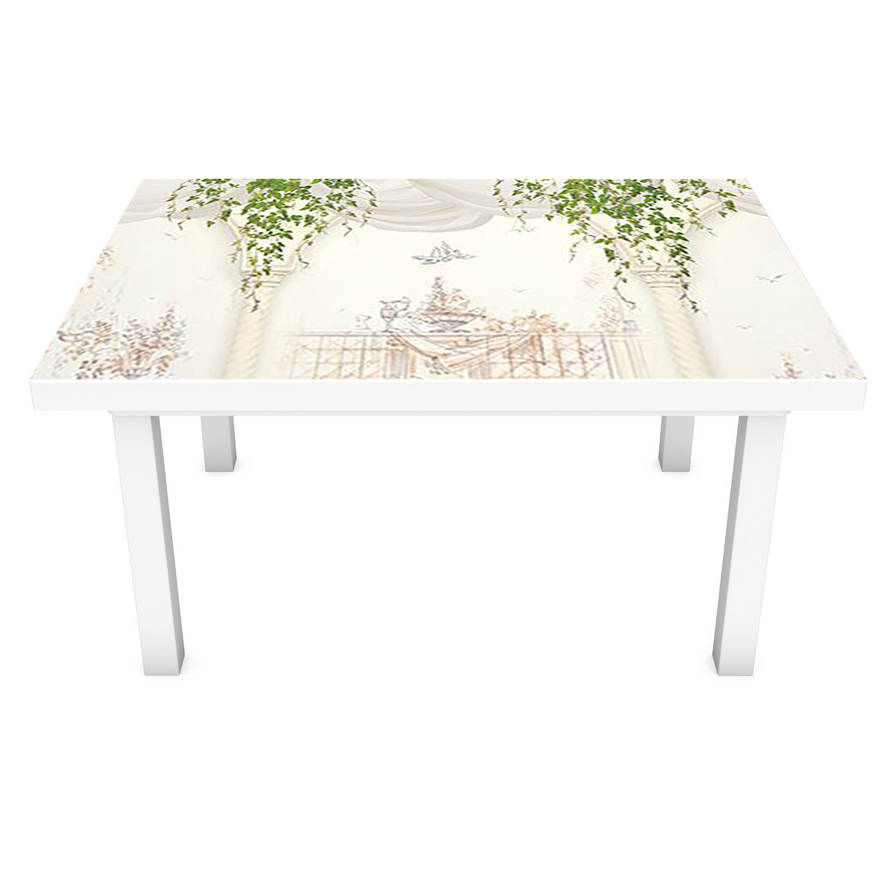 Вінілова 3Д наклейка на стіл Лоза (ПВХ плівка самоклеюча) колони Абстракція Сірий 600*1200мм